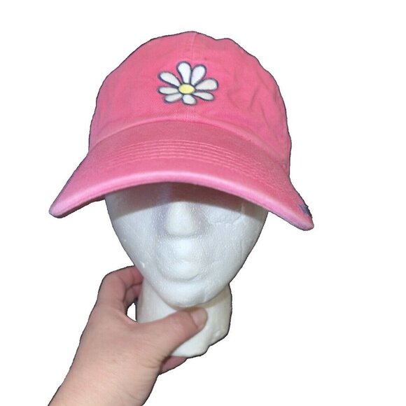 LIFE IS GOOD Pink Adjustable Ball Cap Hat Embroidered Daisy Flower 22 in - Picture 1 of 10